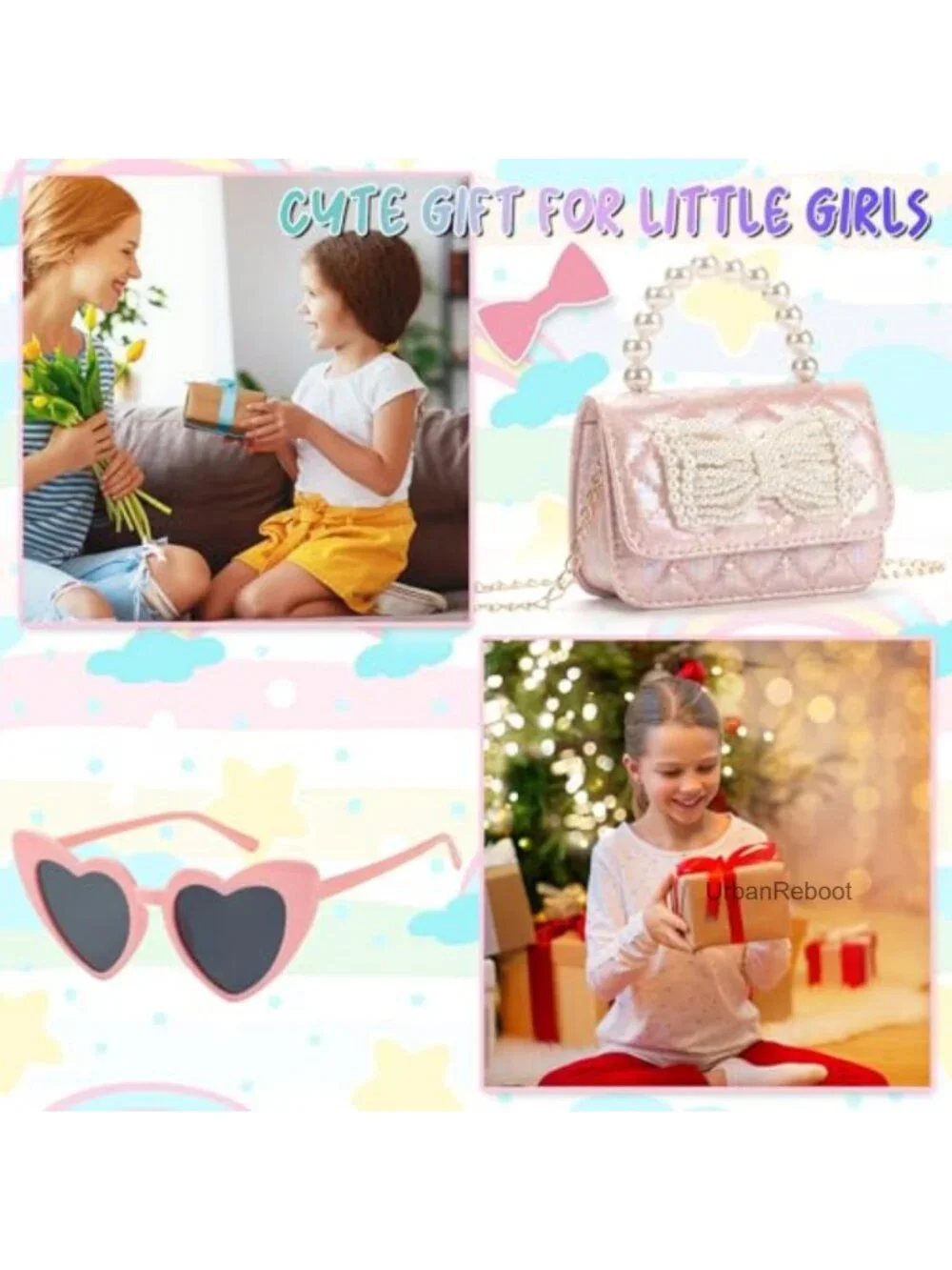 Toddler Crossbody Purse Bow Bag Girls Heart Glasses Set Gift